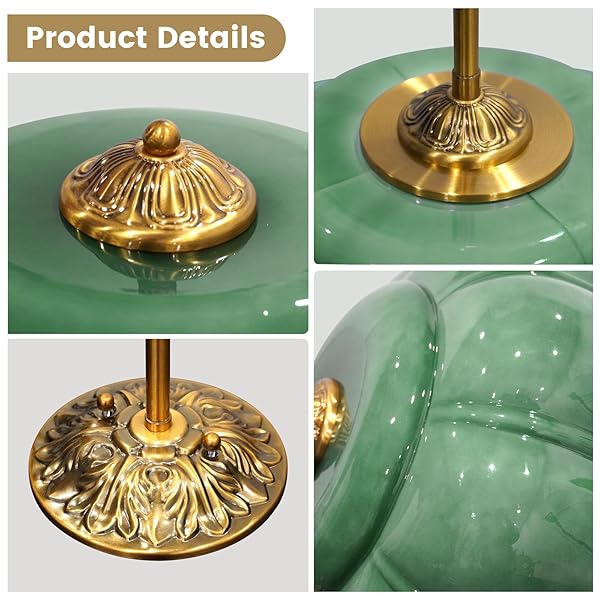 CKENSU MILK GLASS CEILING LIGHT FIXTURE – ANTIQUE BRASS SEMI FLUSH MOUNT PENDANT LIGHT FOR KITCHEN, HALLWAY, AND BEDROOM (GREEN, 9 INCH)