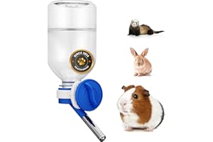 Choco Nose No-Drip Water Bottle Feeder for Guinea Pigs, Hamsters, Bunnies, Ferrets, & Small Pets, 10.2 fl.oz, 300ml - Easy to Install in Cages/Crates, US Patented Leakproof Nozzle 10mm, Blue (C128)