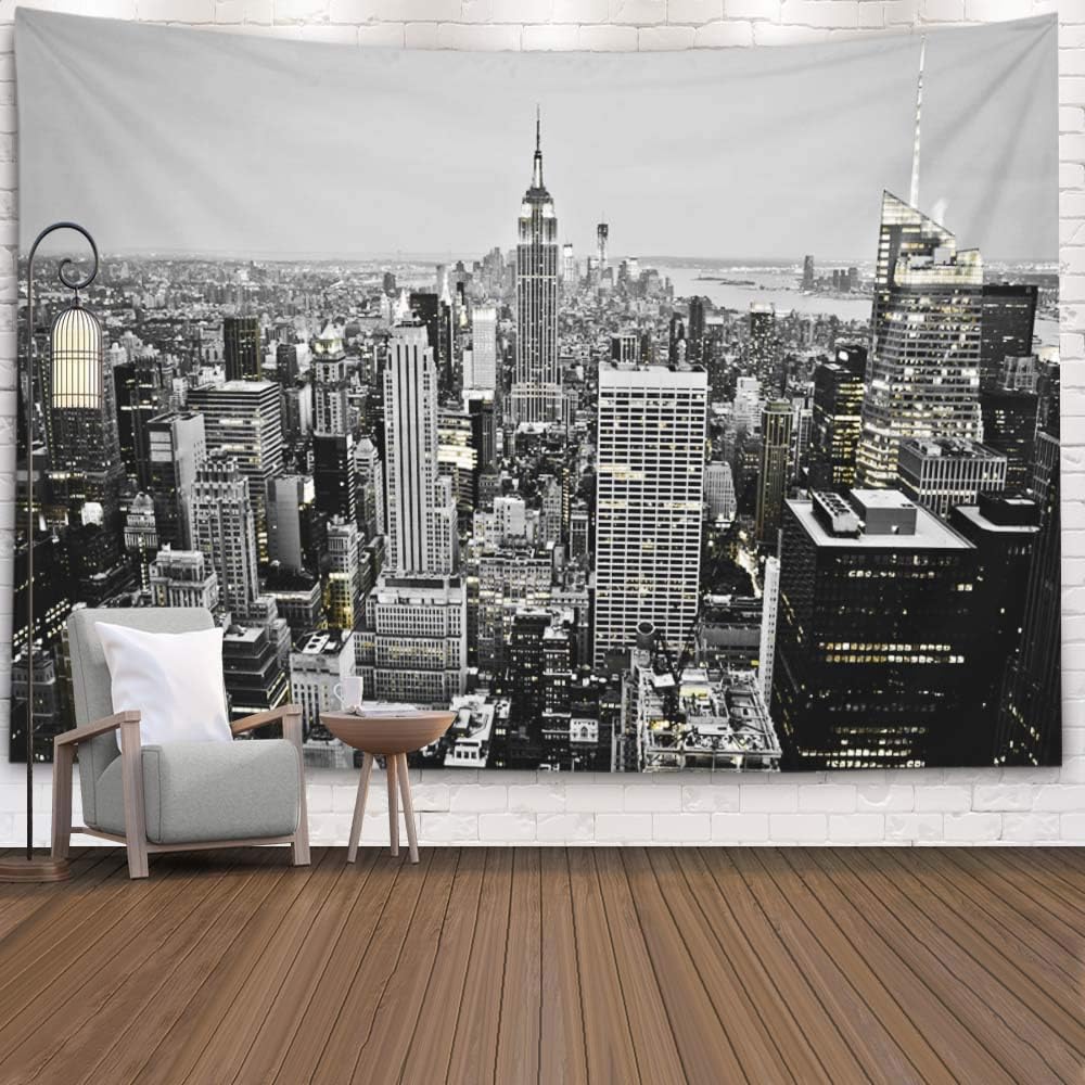 Crannel New York City Skyline Wall Hanging Tapestry 80X60 Inches Tapestries for Dorm Room Living Home