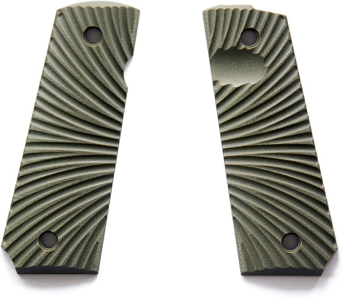 E Gun Grips H2-J6-2 Beautiful Custom G10 Tactical Pistol Grips for Compact Size 1911 Handguns, Olive