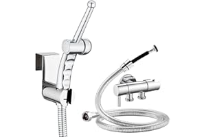 CREA Handheld Bidet Sprayer for Toilet, Adjustable Jet Attachment, Ergonomic Hand Held With Hose for Feminine Wash Cloth Diaper Set, Stainless Steel Chrome