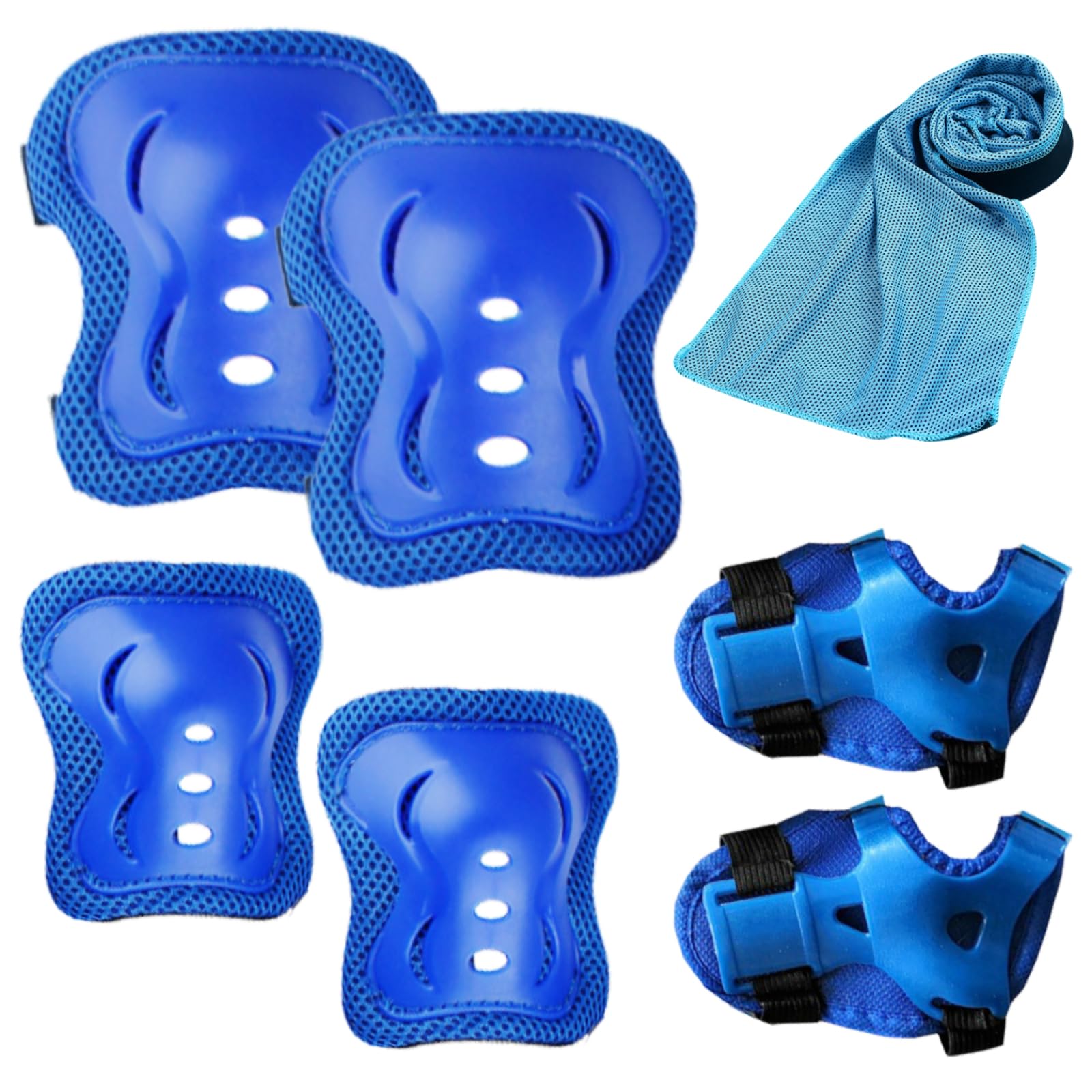 BDSHUNBF Children's Protective Set - Knee Pads, Adjustable Elbow Pads for Skateboarding, Bicycle, Skating, Scooters - Blue