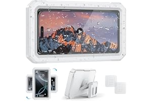 OMOTON Shower Phone Holder Waterproof 360° Rotation Wall Phone Mount Adjustable Anti-Fog Phone Stand for Bathroom Bathtub Pho