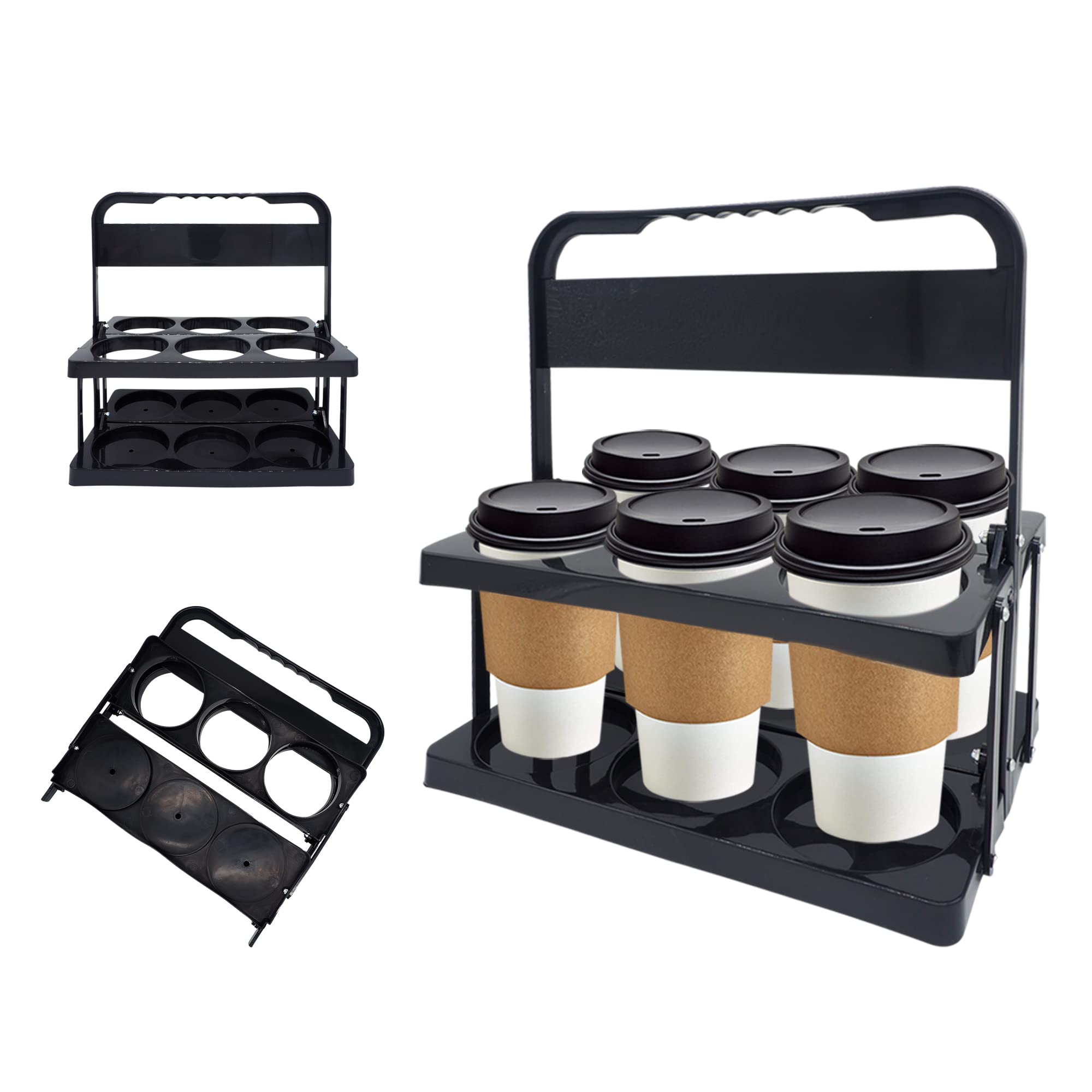 Photo 1 of CRAFTALENT Drink Carrier with Handle, Reusable Drink Carrier for Large Drinks, Drink Carrier for Food Delivery (Black)