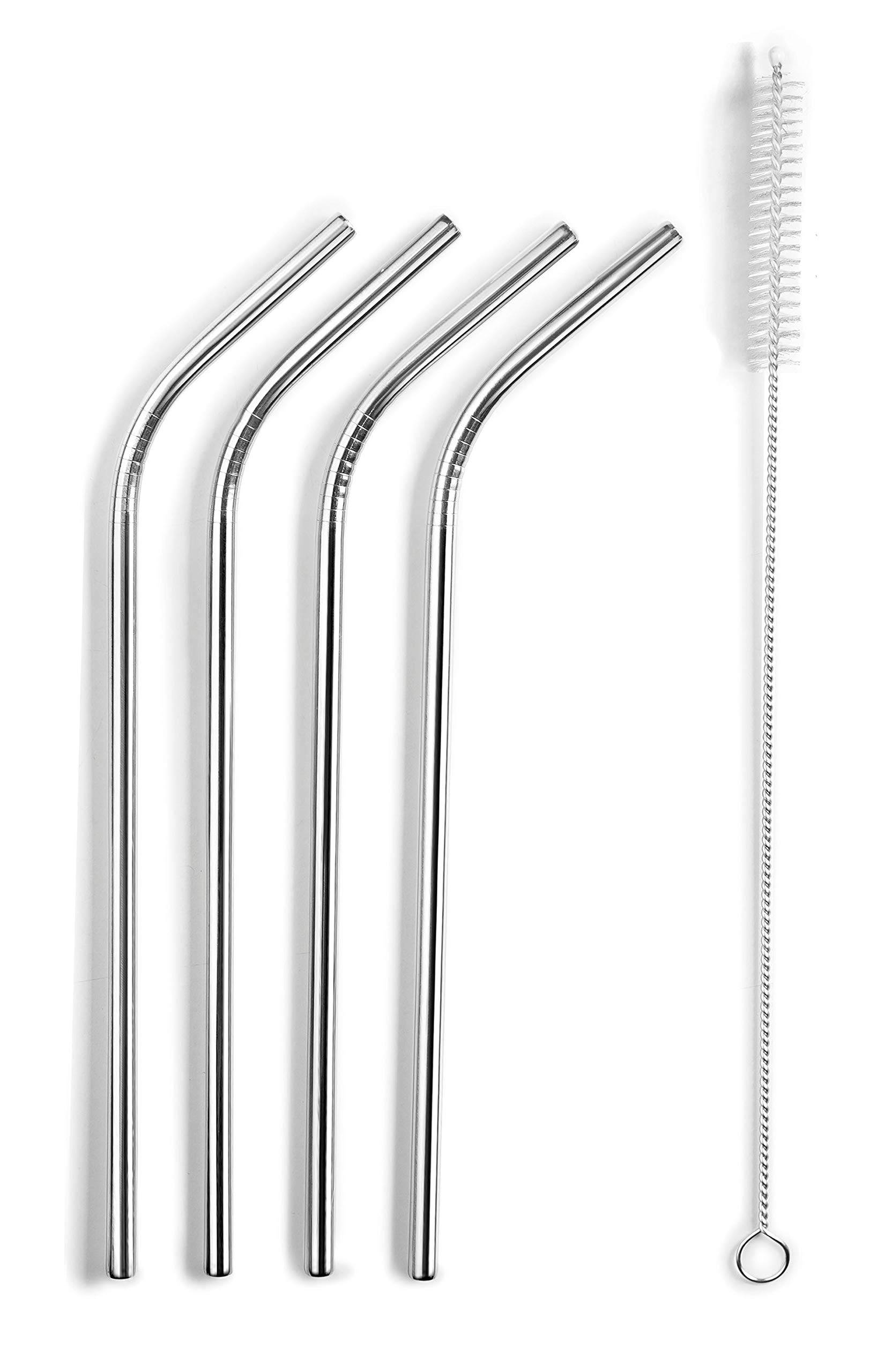 Lacor 63131 63131 Set of 4 Straws + Brush, 21 Inches, Stainless Steel