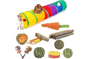 HERCOCCI Bunny Tunnels and Tubes, Collapsible Rabbit Hideout Tunnel Small Animal Activity Toy for Rabbits Bunnies Guinea Pigs Ferrets Kitty Puppy