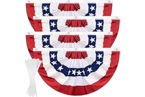 ADISHER 4 Pack 2 X 4FT American Flags Bunting, USA Pleated Fan Flag with Zip Ties, Memorial Day 4th of July Decorations Outdoor Fourth Of July Bunting Flag Banners, USA Flags Patriotic Bunting For Outside