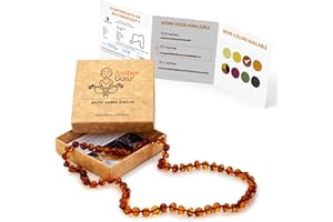 Amber Guru Baltic Amber Necklace for Women and Men (Authentic, Certified) - 17.7 inches - Unisex Amber Jewelry for Adults - Handcrafted Amber Bead Necklace