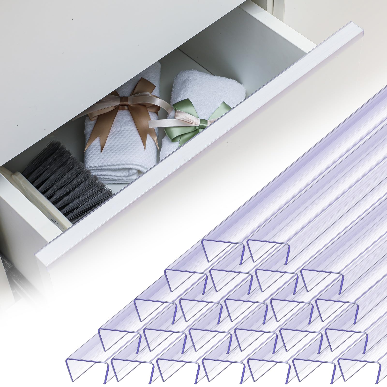 Photo 1 of Pangda 24 Pcs Cabinet Protectors for Kitchen Cabinets Vinyl Plastic Slip on Cabinet Door Protector Edge Protector for Prevent Wear, Chipping, Discoloration, Suit for Thickness Less Than 3/4” (Clear)
