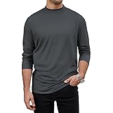 LuxMania Men's Casual Cotton Mock Turtleneck Long Sleeve T-Shirts Solid Pullover Basic Lightweight Tee Tops