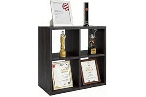 CTESNE【2026 Thick Border Wood】 4 Cube Storage Organizer Bookcase with Anti-Tipping Kits Open Back Shelf (13 * 13 Unit Cell Oa