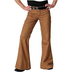 Men's Pinstripe Bell Bottom Pants 60s 70s Retro Disco Party Trousers Wide Leg Flare Pants for Party Prom Club Nights