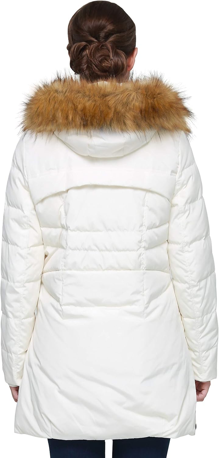Orolay Women's Down Jacket with Faux Fur Trim Hood: Clothing