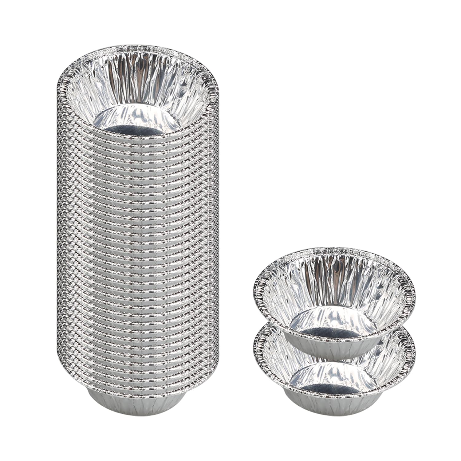 Rumyve Rumyve100pcs Aluminum Foil Tray Muffin Case,Mini Tart Case Small Tinfoil Cake Plate,Tinfoil Pudding Dish Pancake Bread Case Baked Tin Cake Tray