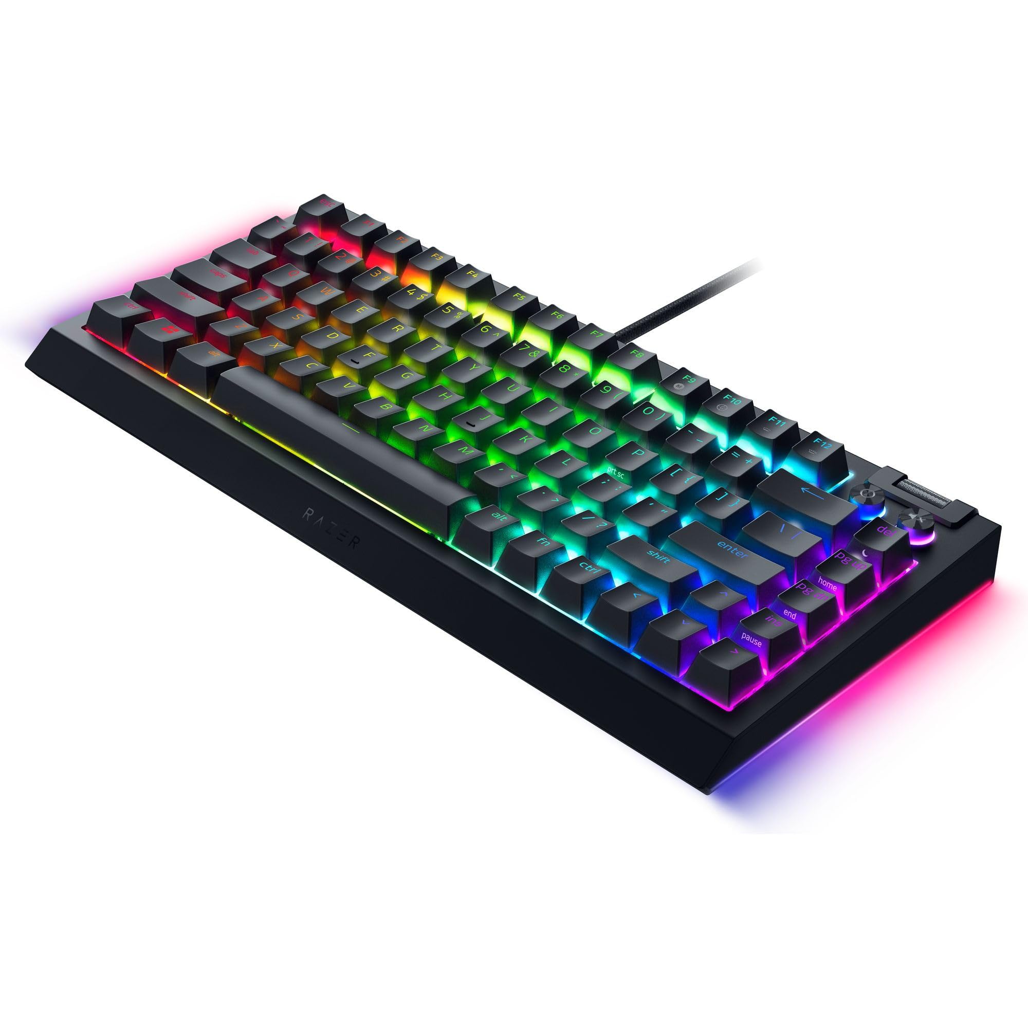 Razer BlackWidow V4 75% Mechanical Gaming Keyboard: Hot-Swappable Design - Compact & Durable - Orange Tactile Switches - Chroma RGB - MF Roller & Media Keys - Comfortable Wrist Rest - Black (Renewed)