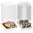 ROSPAKTEK 100Pack 4x4x2.5 Inches Charcuterie Boxes with Clear Lids - Bakery, Chocolate Covered Strawberries, Mini Cake, Pie B