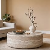 LUMISOL 35.43&rdquo; Round Coffee Table for Living Room, Modern Faux Marble Center Table, Accent Circle Tea Table for Bedroom, Office, Apartment, No Need Assembly, Marble