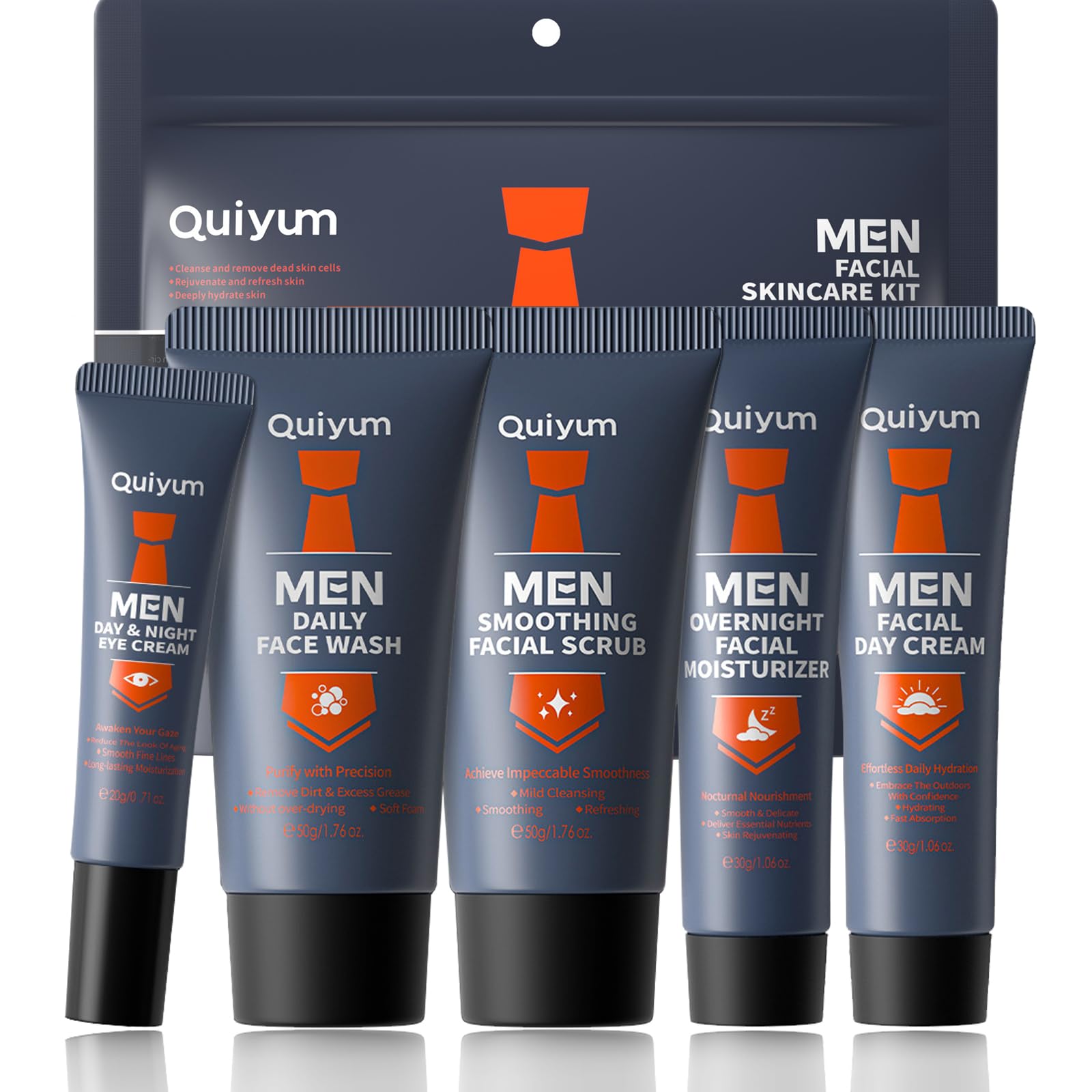 5PCS Mens Skincare Gift Set - Moisturizing Skin Care Sets & Kits - Face Wash Men, Facial Scrub, Facial Moisturizer, Eye Cream, Face Cream - Skincare Set for Men - Mens Moisturiser Face - Facial Kit