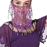 ZLTdream Fashional Tribal Belly Dance Face Veil with Beads Sequins For Outfit Halloween Costume Accessory