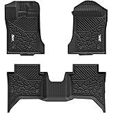 3W Floor Mats Fit for Ford Ranger SuperCrew 2024-2025 2026,1st & 2nd Row TPE Car Accessories Custom Fit All Weather Car Liner for Ford Ranger,Black