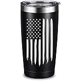 ARIABLE American Flag Tumbler, Gifts for Men Women, USA Drinking Cup for Fathers Day, Christmas - 20 Oz Engraved Insulated Tumbler, Black