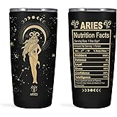 Aries Zodiac Cup, 20oz Astrology Tumbler, Witchy Gothic Gift - Stainless Steel Insulated Constellation Cup