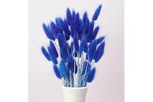 BEEXEED 120pcs Blue Bunny Tail Pampas Grass Dried Flowers for Vase Boho Flowers Dried Babys Breath Wedding Decor Dry Flowers for Vase (Blue 120 PCS)