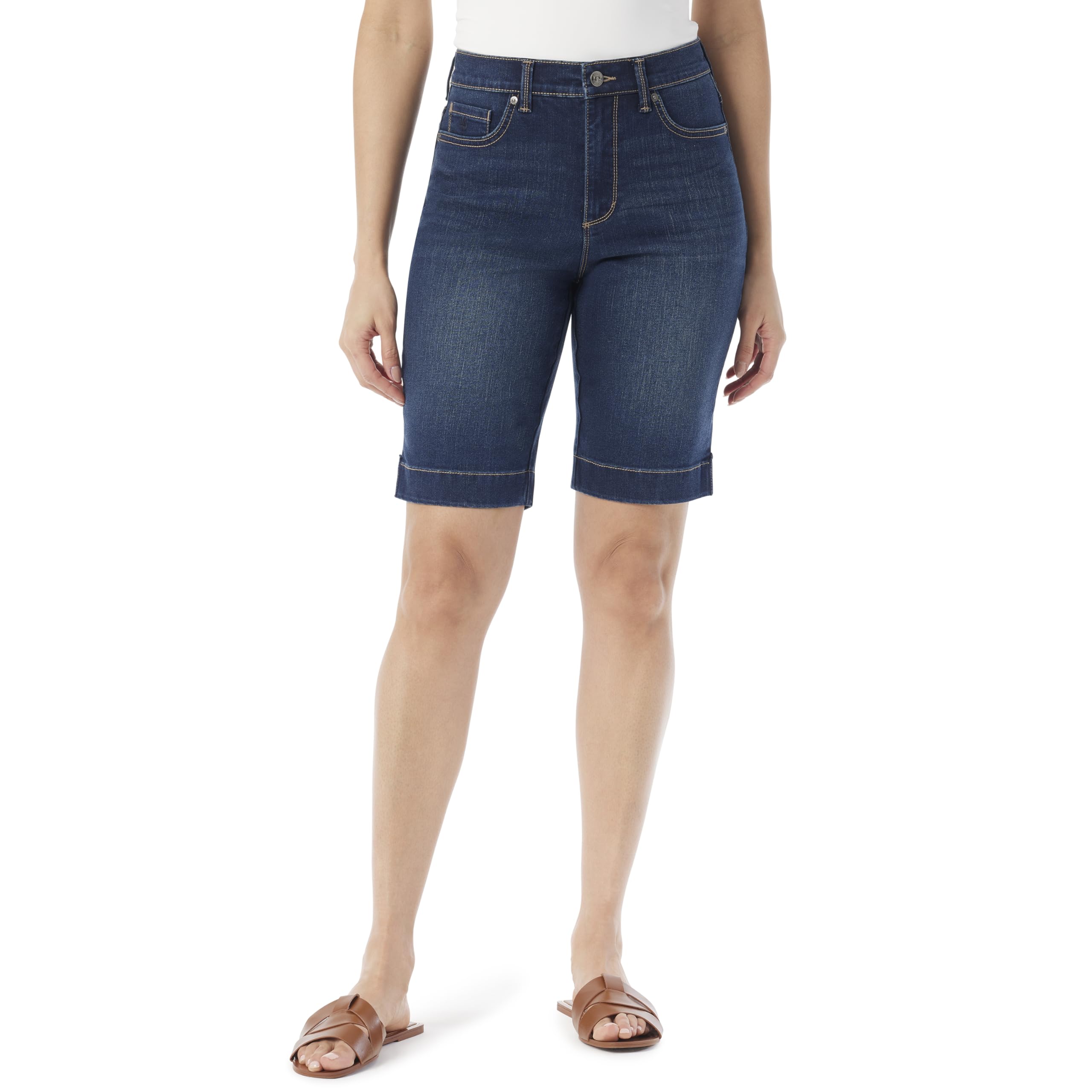 Gloria Vanderbilt Women’s Amanda Bermuda High Rise Short Standard, Hewlett Whiskers