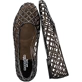 mazeskin Womens Jelly Flats Lattice Ballet Sandals Shoes | Summer Water-Friendly,Pointed Toe Breathable,Lightweight Flexible Woven,Beach Vacation Travel Pool