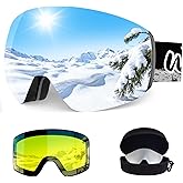 Whale Professional Ski Goggles Unisex Adult Snow Goggles Interchangeable Magnetic Replacement Lenses&Anti-Fog, Anti-UV400