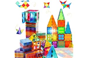 BIGSHU Magnetic Tiles Toddler Building Blocks Toys, Magnet Montessori Kids Toys for 3+ Year Old Boys and Girls, Preschool Learning Sensory STEM Education Gift Games, Birthday Gifts Idea for Kids Toddlers.