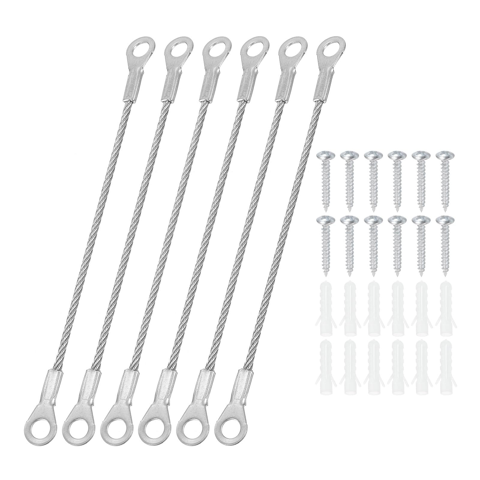 PATIKIL Cabinet Door Restraint Kit 2mm x 10cm, 6 Pack Stainless Steel Flexible Braided Cable Door Hinge Limiter for Limiting Chest Cupboard Door Opening Angle Swing