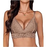 Avidlove Bras for Women Floral Lace Bralettes Deep V Sexy Bras Cross Back Longline Bralette No Padded