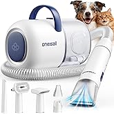 oneisall Dog Grooming Vacuum, 15000Pa Pet Vacuum Kit Shedding 99% Pet Hair, Dog Grooming Clippers with Trimmer Nail Grinder, ≤ 59dB Quiet Brush with 6 Tools, 2L Canister for Home Cleaning,Cozy SE 2