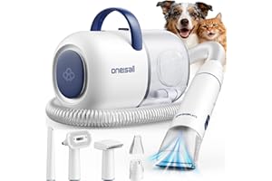 oneisall Dog Grooming Vacuum, 15000Pa Pet Vacuum Kit Shedding 99% Pet Hair, Dog Grooming Clippers with Trimmer Nail Grinder, ≤ 59dB Quiet Brush with 6 Tools, 2L Canister for Home Cleaning,Cozy SE 2