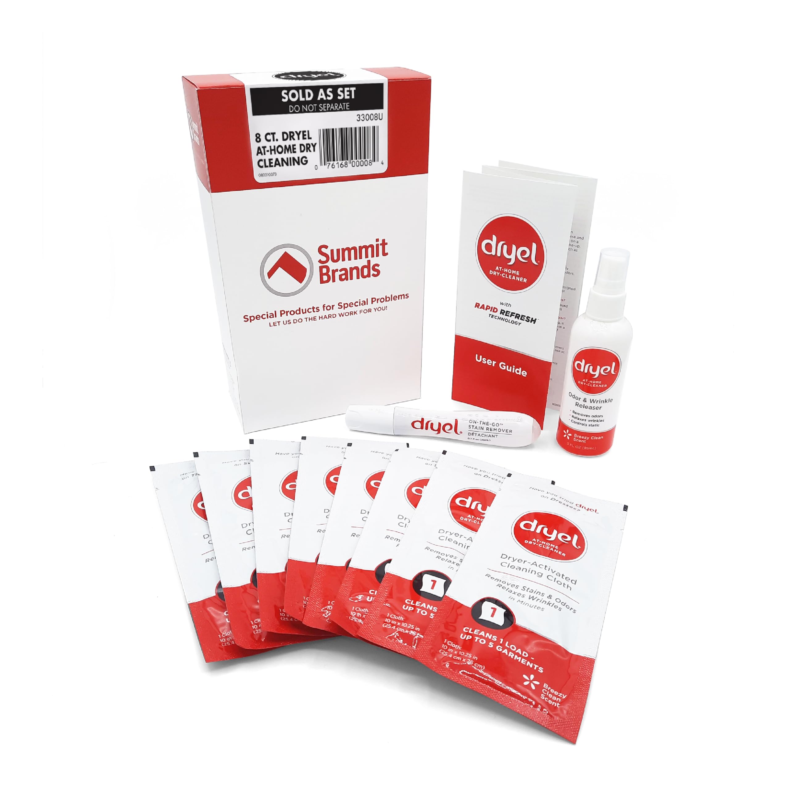 dryel At-Home Dry Cleaner Starter Kit with Wrinkle Release Spray, New and Improved, Gentle Laundry Care for Special Fabrics and Dry-Clean-Only Clothes, 8 Loads with On-the-Go Stain Remover