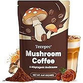Tecepec Mushroom Coffee, 40 Servings Instant Mushroom Coffee Powder with 6 Adaptogenic Mushrooms and MCT Oil for Better Energy, Focus, Digestion & Immune Support