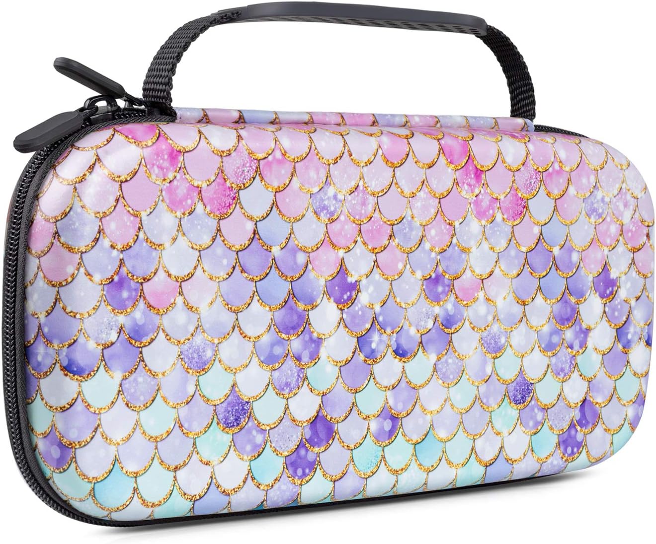 Amazon Com Lokigo Mermaid Carry Case For Nintendo Switch Shockproof Hard Shell Girls Protective Cover Travel Bag With Game Card Slots For Nintendo Switch Console Joy Con Accessories Pink Fish Scale