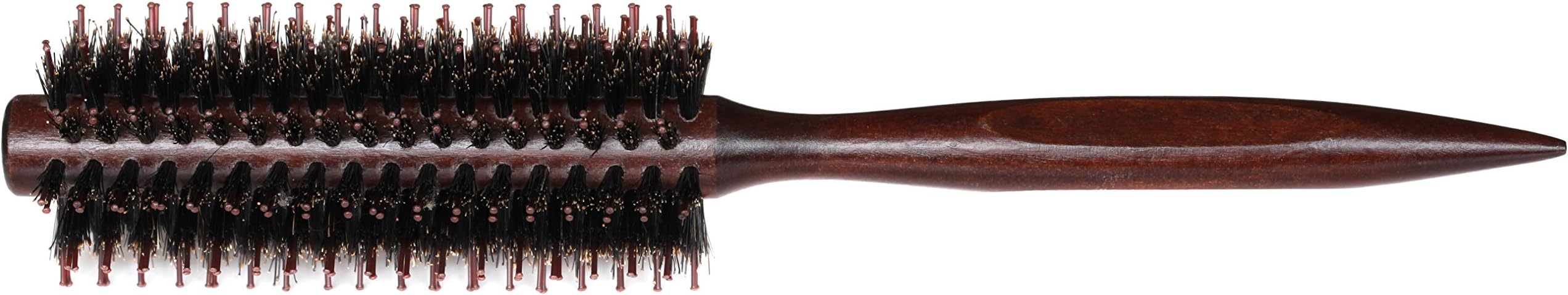 Luxury Real Wood Hairbrush with Natural Bristles Wild Boar Round Brush 10 Rows