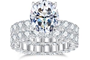 Gobaalele 3ct-6ct Cubic Zirconia Wedding Rings Bridal Set Oval Cut/Round Cut/Princess Cut 5A Grade Simulated Diamond CZ Wedding Band Engagement Ring Set for Women