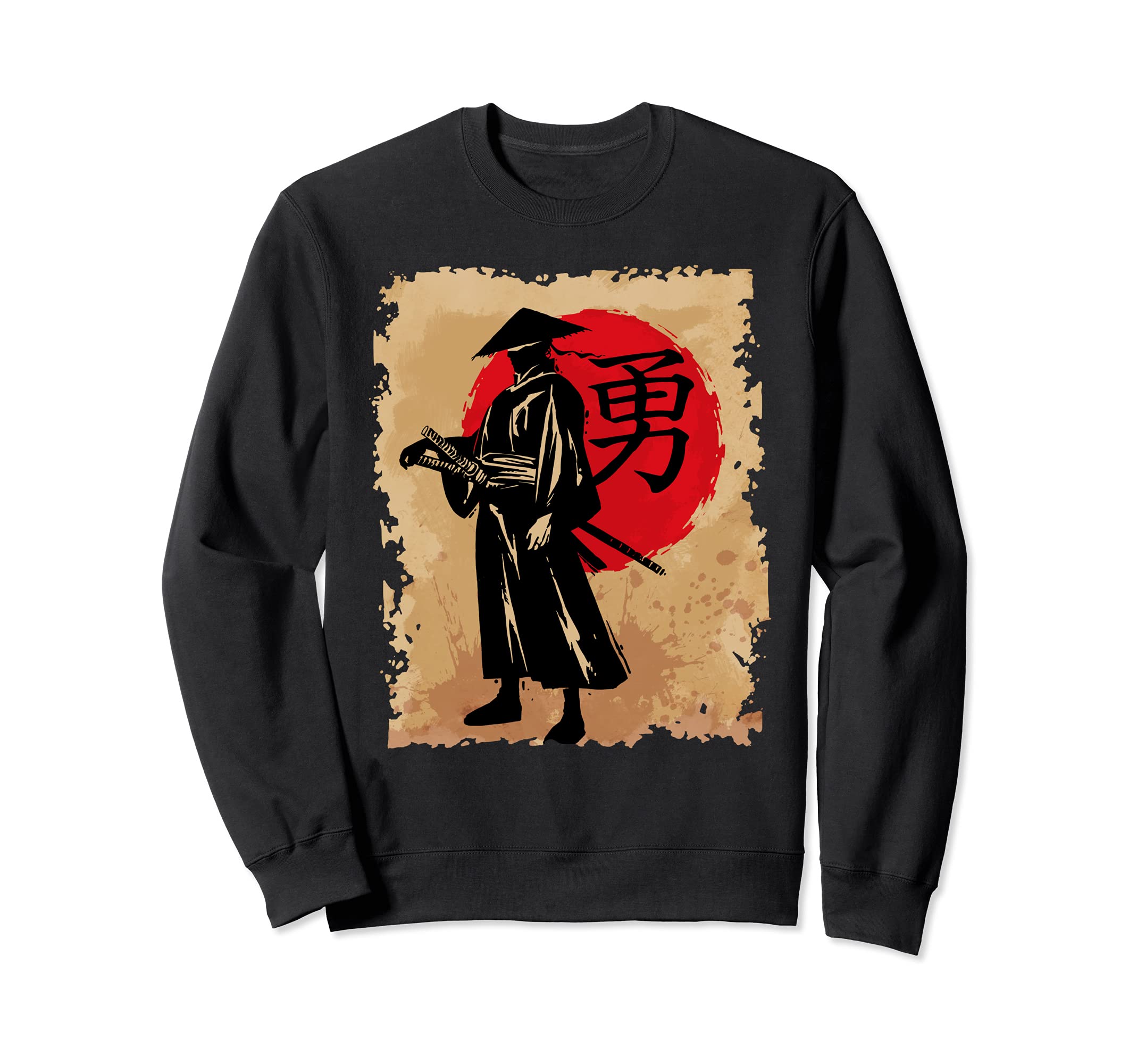 Japanese Samurai Papyrus Retro Sun Japan Calligraphy Bushido Sweatshirt