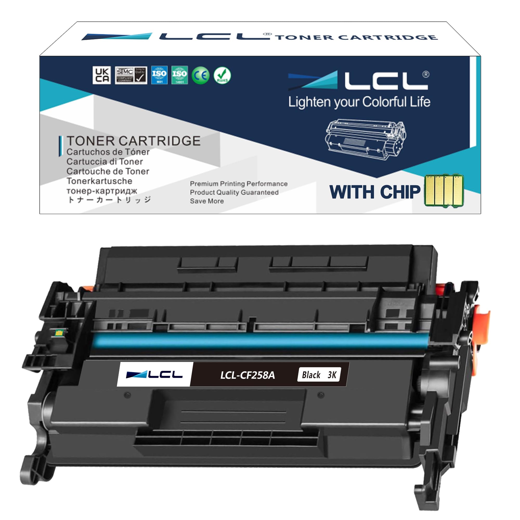 Photo 1 of LCL Compatible Toner Cartridge with Chip Replacement for 58A CF258A M304 M304a M404d M404n M404dn M404dw and MFP M428fdw M428fdn M428dw (1-Pack Black)