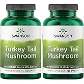 Swanson Turkey Tail Mushroom - Herbal Supplement Promoting Immune System & Cellular Health - Natural Formula Promoting Liver Function & Defense - (120 Capsules, 500 mg) 2 Pack