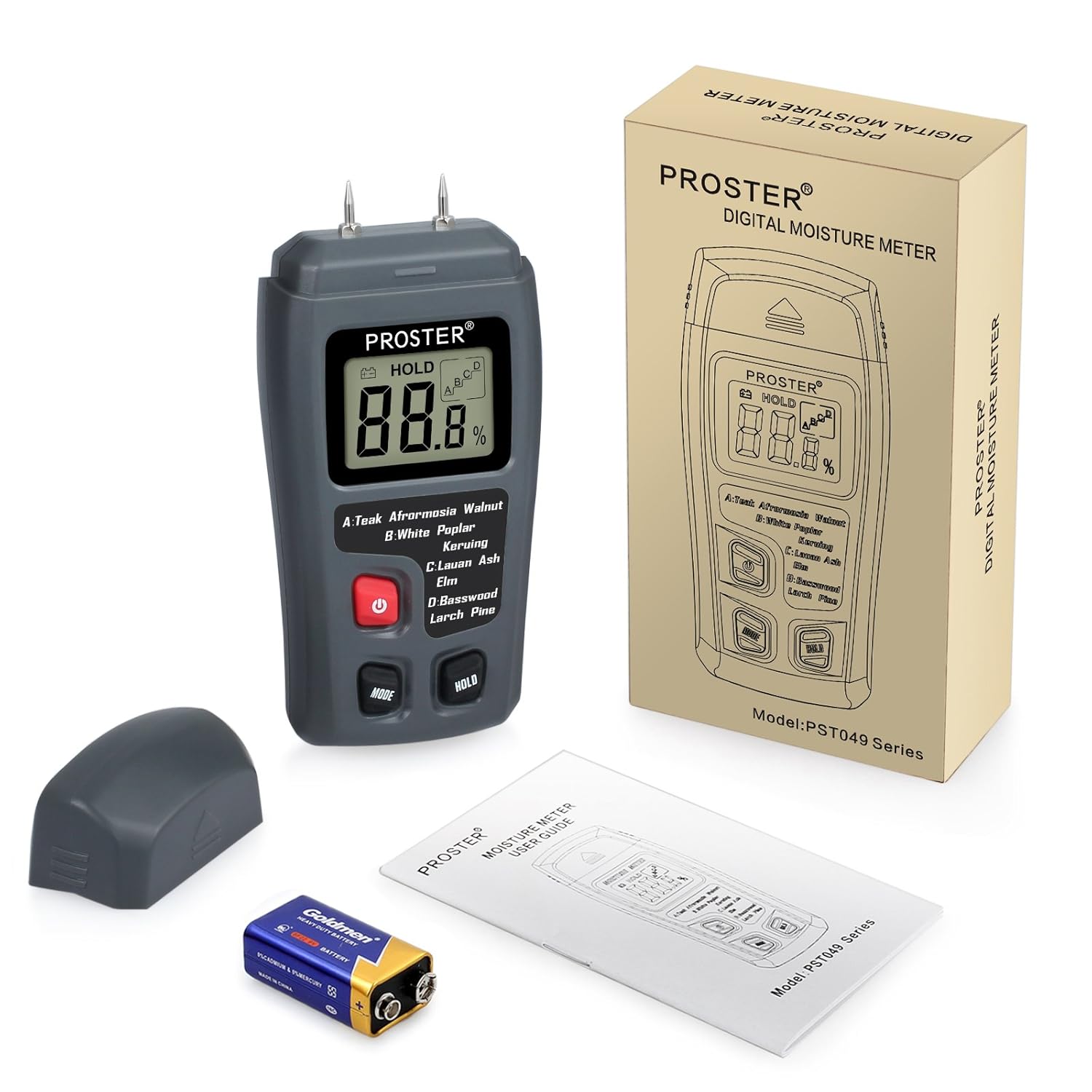 Proster Handheld Wood Moisture Test Meter LCD Moisture Tester for Wood