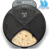 Casfuy Battery-Operated Automatic Cat Feeder - Whisker Friendly Automatic Cat Food Dispenser for Wet Dry Food Cordless 4-Meal Auto Feeder for Cats Small Dogs with Programmable 12H/24H Format Timer