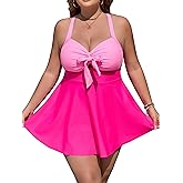 Actglow Plus Size Swimsuit for Women 2 Piece Tankini Swimsuits Full Coverage Modest Bathing Suits Flowy Swimdress with Shorts
