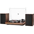 Bluetooth Turntable HiFi System with 36 Watt Bookshelf Speakers, Patend Designed Vinyl Record Player with Magnetic Cartridge, Bluetooth Playback and Auto Off