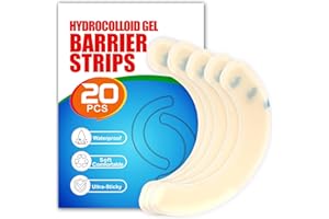 WHAMZ33 W 20 Pcs Hydrocolloid Ostomy Barrier Strips - Waterproof Skin Adhesive Tape for Colostomy Stoma Bags - Medical Grade Elastic Leak-Proof Stoma Barrier Strips for Secure Seal and Comfort
