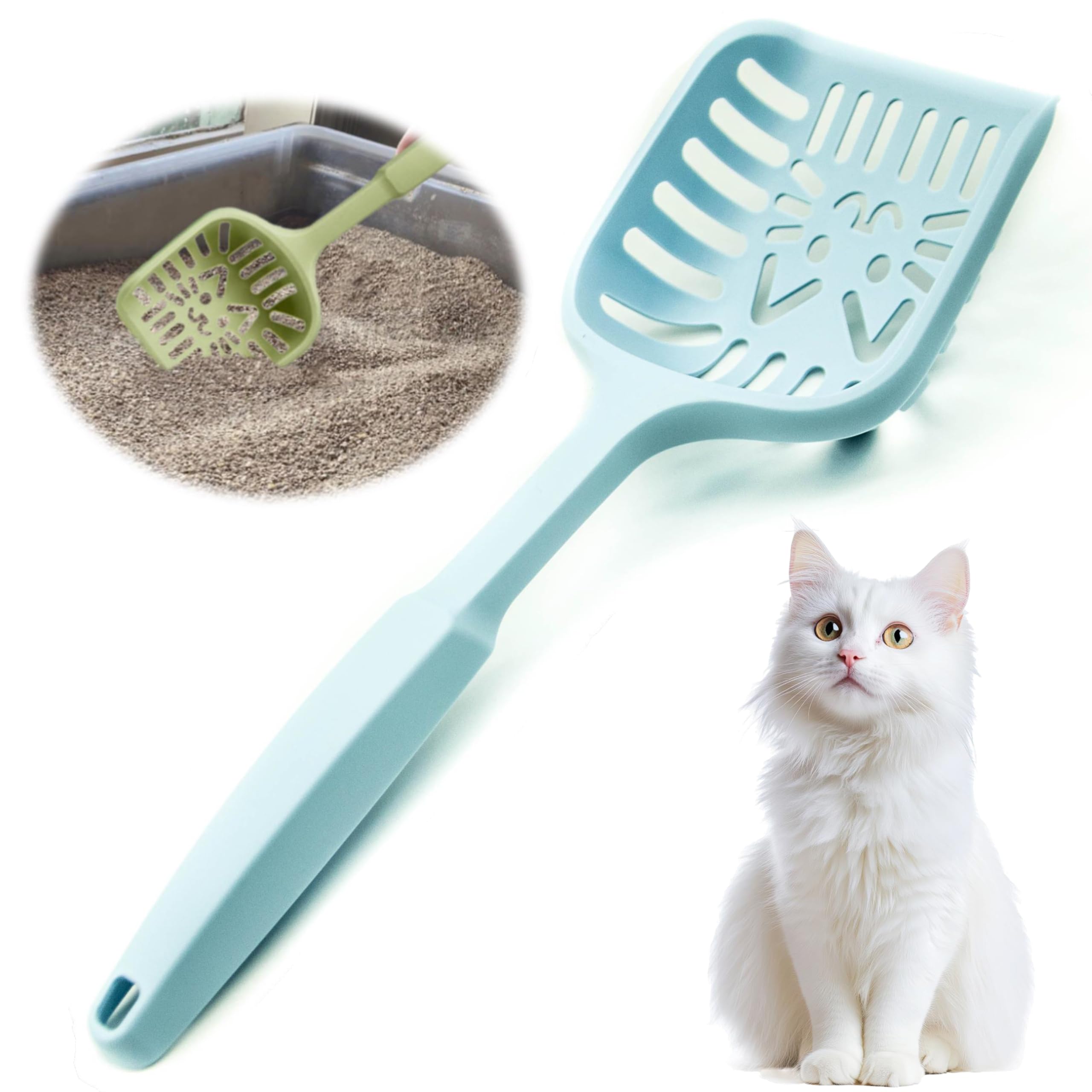 Petopedia Strong Cat Litter Scoop – Plastic Shovel for Cats Litters, Poop Scoop – Handy Sand Sifter, Sieve Cleaning Tool – Used with Litter Box and Trays for Cats & Kittens (Blue, Large)