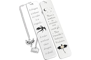 FEIMENG JEWELRY Fourth Wing Stainless Steel Bookmarks, Set of 2, Flying Dragon Metal Bookmark with Tassel, Book Mark for Reading Women Men Couple Book Accessories,Reading Supplies for Book Lover (Style 2)